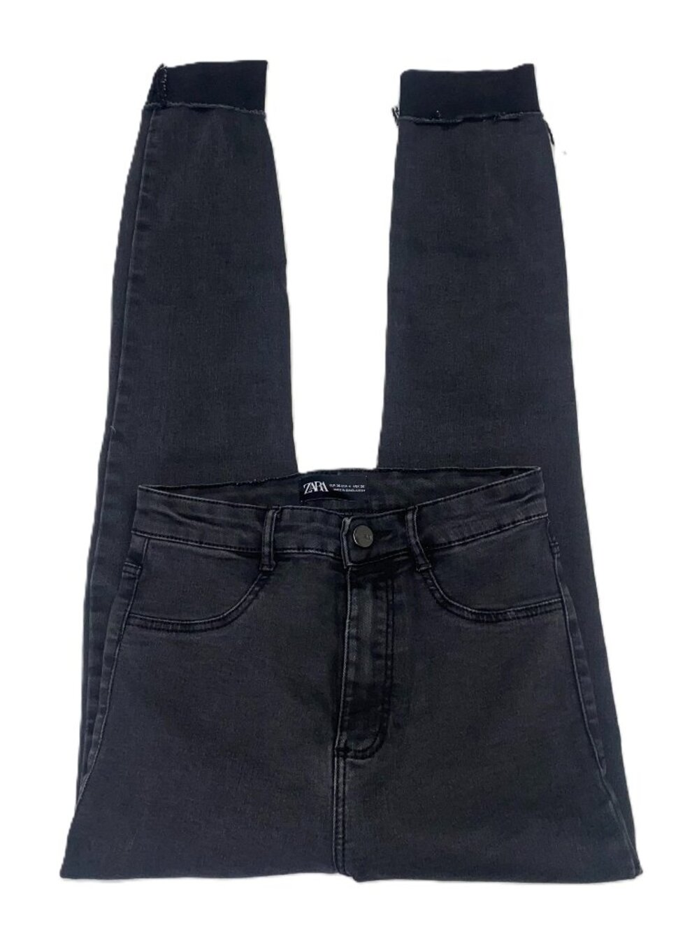 Black Distressed Skinny Jeans Raw Hem Minimalist Grunge Y2K Fit Size 4